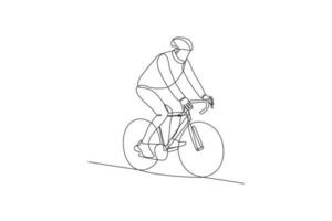 Single one line drawing World Bicycle Day on June 3. World bicycle day concept. Continuous line draw design graphic vector illustration.