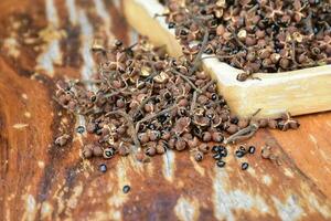 A pile of Sichuan pepper seeds photo