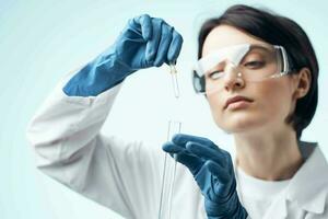 female scientist in white coat research laboratory Professional photo