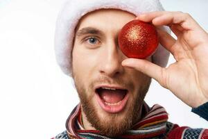 man wearing santa hat christmas holiday fun photo