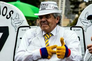 Bogota, Colombia, 2022. Peaceful protest marches in Bogota Colombia against the government of Gustavo Petro. photo