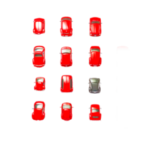 Red toy cars neatly arranged png