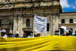 Bogota, Colombia, 2022. Peaceful protest marches in Bogota Colombia against the government of Gustavo Petro. photo