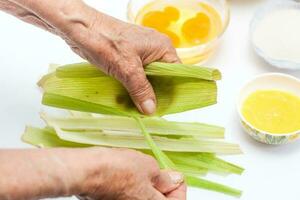 Colombian Sweet Corn Wrap Preparation photo