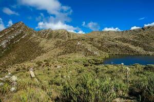 Beautiful landscape of Colombian Andean mountains showing paramo type vegetation in the department of Cundinamarca photo