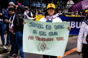 Bogota, Colombia, 2022. Peaceful protest marches in Bogota Colombia against the government of Gustavo Petro. photo