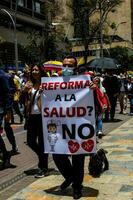 Bogota, Colombia, 2022. Peaceful protest marches in Bogota Colombia against the government of Gustavo Petro. photo