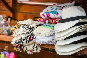 Traditional poncho and hat from Colombia called sombrero aguadeno photo