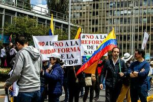 Bogota, Colombia, 2022. Peaceful protest marches in Bogota Colombia against the government of Gustavo Petro. photo