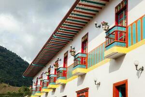 Colorful houses in colonial city Jardin, Antoquia, Colombia, South America photo
