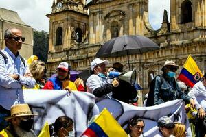 Bogota, Colombia, 2022. Peaceful protest marches in Bogota Colombia against the government of Gustavo Petro. photo