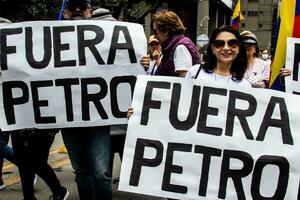 Bogota, Colombia, 2022. Peaceful protest marches in Bogota Colombia against the government of Gustavo Petro. photo