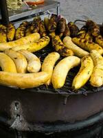 Close up of roasted ripe plantain sell at Cali city center photo