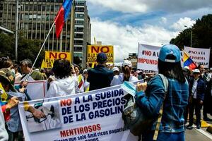 Bogota, Colombia, 2022. Peaceful protest marches in Bogota Colombia against the government of Gustavo Petro. photo