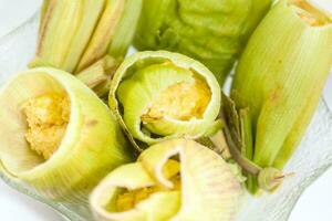 Colombian Sweet Corn Wrap Preparation photo