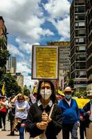 Bogota, Colombia, 2022. Peaceful protest marches in Bogota Colombia against the government of Gustavo Petro. photo