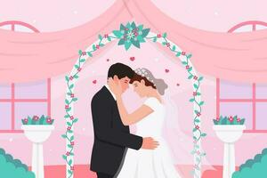 Bride and Groom Getting Married vector