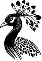 pavo real - negro y blanco aislado icono - vector ilustración