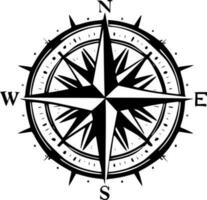 Compass Rose - Black and White Isolated Icon - Vector illustration