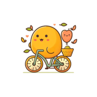 gelukkig karakter rijden fiets, schattig, kawaii, sticker, generatief ai png