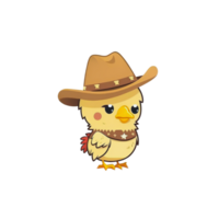 vaquero pollo dibujos animados ilustración, icono, mascota, animal, generativo ai png