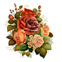 Beautiful Natural Red Rose Flowers Bouquet. png