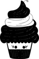 Cupcake - Black and White Isolated Icon - Vector illustration