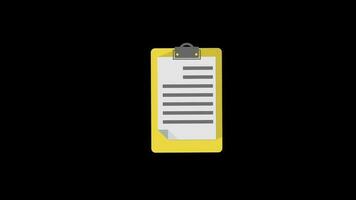 Clipboard note animation loop motion graphics video transparent background with alpha channel