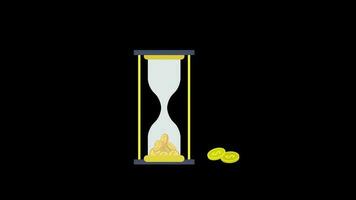 hora es dinero reloj de arena icono animación lazo movimiento gráficos vídeo transparente antecedentes con alfa canal video
