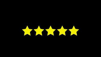 Review star rating icon animation loop motion graphics video transparent background with alpha channel