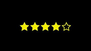 Review star rating icon animation loop motion graphics video transparent background with alpha channel