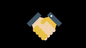 handshake icon animation loop motion graphics video transparent background with alpha channel