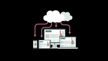 nube servizio animazione ciclo continuo movimento grafica video trasparente sfondo con alfa canale