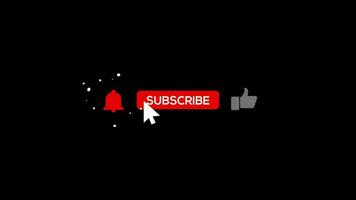 Subscribe, Reminder and Like Button animation with mouse cursor with alpha channel video