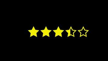 Review star rating icon animation loop motion graphics video transparent background with alpha channel