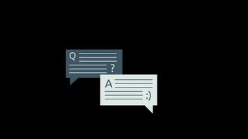 question and answer icon animation loop motion graphics video transparent background with alpha channel