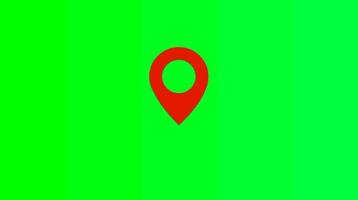 Red gps location tracking icon jumping in green screen background video