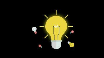 Light Bulb icon idea concept animation loop motion graphics video transparent background with alpha channel