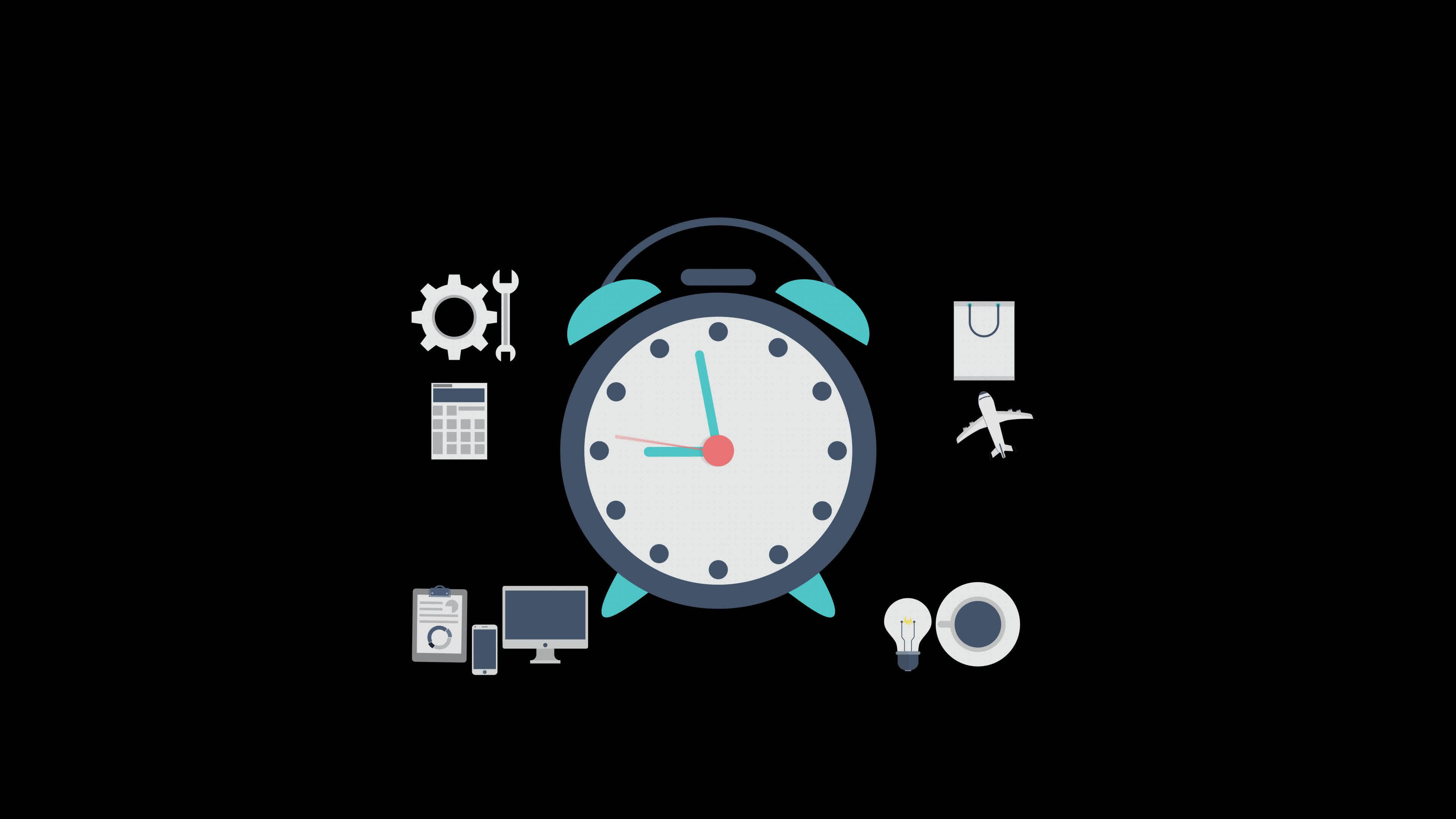Time Management icon animation loop motion graphics video transparent