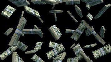 3d hundred dollar stack rotating animation on black background video