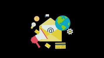 email marketing concept animation loop motion graphics video transparent background with alpha channel