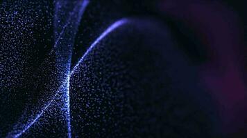 blue particles moving background Wave lines flew fast with flashes of energy. Particles from the bottom of the flickering dust particles on a black background. video