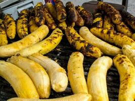 Close up of roasted ripe plantain sell at Cali city center photo