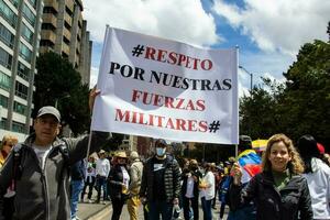 Bogota, Colombia, 2022. Peaceful protest marches in Bogota Colombia against the government of Gustavo Petro. photo