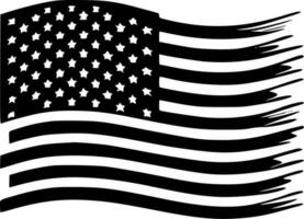 American Flag - Black and White Isolated Icon - Vector illustration