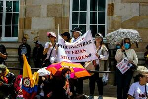 Bogota, Colombia, 2022. Peaceful protest marches in Bogota Colombia against the government of Gustavo Petro. photo