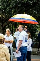 Bogota, Colombia, 2022. Peaceful protest marches in Bogota Colombia against the government of Gustavo Petro. photo