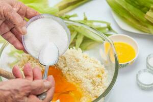 Colombian Sweet Corn Wrap Preparation photo