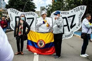 Bogota, Colombia, 2022. Peaceful protest marches in Bogota Colombia against the government of Gustavo Petro. photo