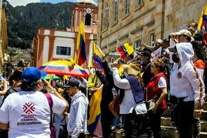 Bogota, Colombia, 2022. Peaceful protest marches in Bogota Colombia against the government of Gustavo Petro. photo